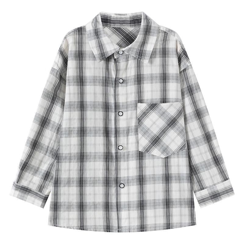 Мальчишеская клетчатая рубашка-куртка с длинным рукавом Xiao Xiang Han Mu