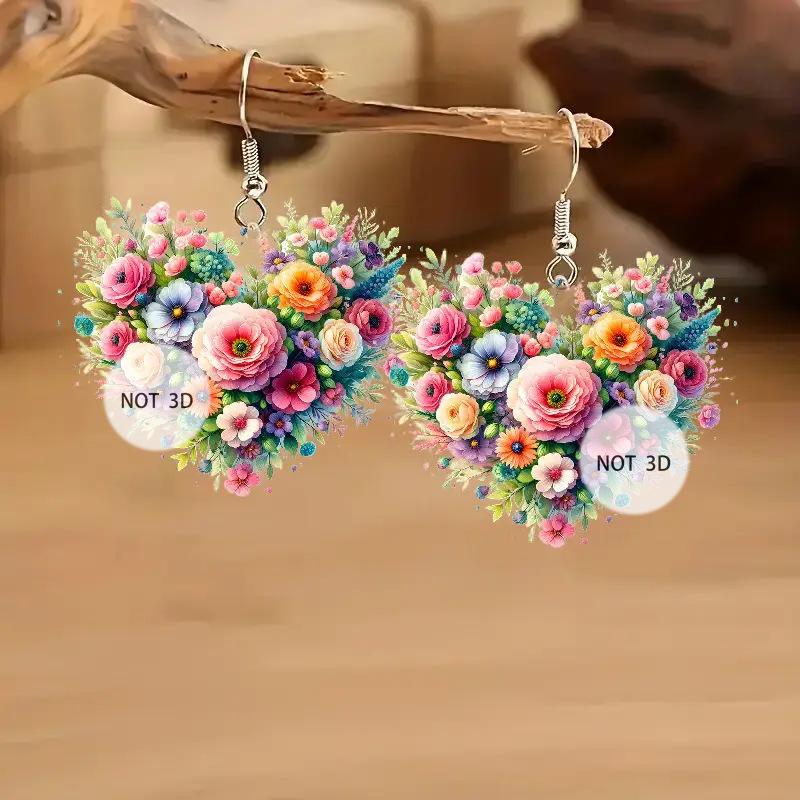 Романтичные серьги-сердечки в виде цветка