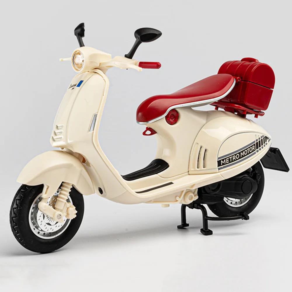 1:12 Vspa 946 Мотоцикл в ретро-стиле, игрушки-модели из сплава, литая машина, рулевое управление передним колесом, амортизация, транспортное средство для мальчиков, подарок