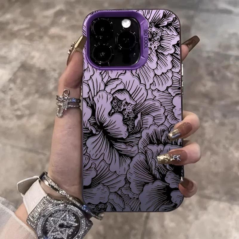 Линия Цветок Применимо Apple 15 Цвет Серебристый iPhone14Pro Креативный 13/11Pro Max Матовый 16 Защитный Чехол