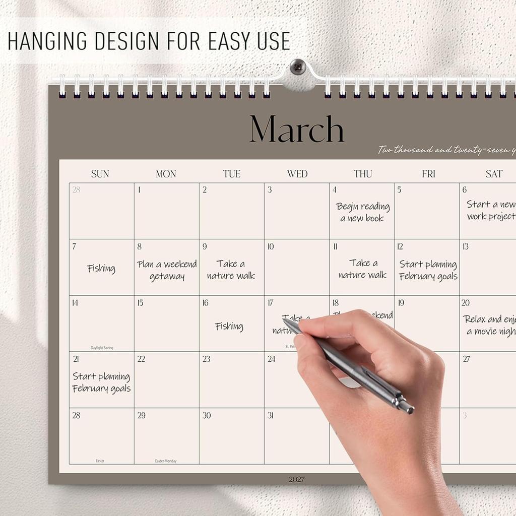 Aesthetic 2026-2027 Wall Calendar - 18 Monthly Calendar from January 2026 to June 2027, 13.7" x 11", Modern Horizontal Wall Hanging Calendar for