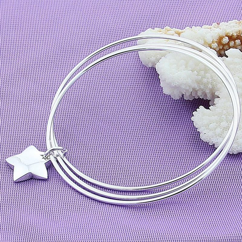 925 Sterling Silver Stylish and Simple Three-ring Star Bracelet Birthday Party Anniversary Gift Daily Wear