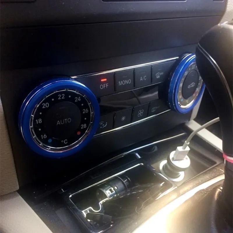 Car Stickers Console AC Air Condition Control Knob Circles Frame Trim For Mercedes Benz C Class W204 GLE GLK ML GL M GLS SL SLK