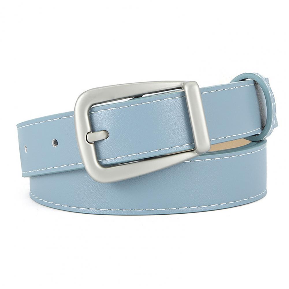 Women Belt Solid Color Pin Buckle Belt Multi Holes Adjustable Length Faux Leather Waistband Jeans Long Pants Belt