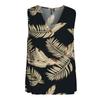 Черный топ без рукавов с V-образным вырезом и принтом листьев Женский