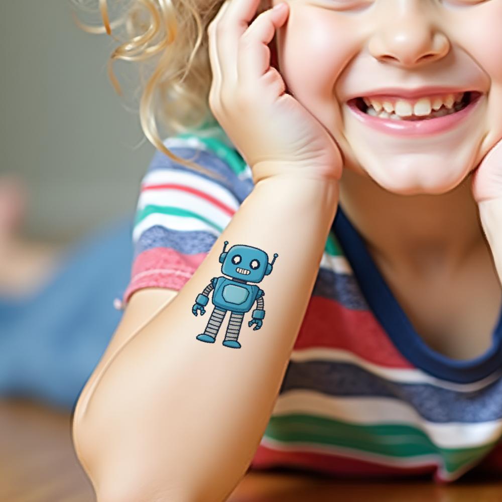 54pcs Temporary Tattoo Waterproof Long-lasting Body Stickers Cyborgs Drone Bots Insects For Children Cheeks Arms