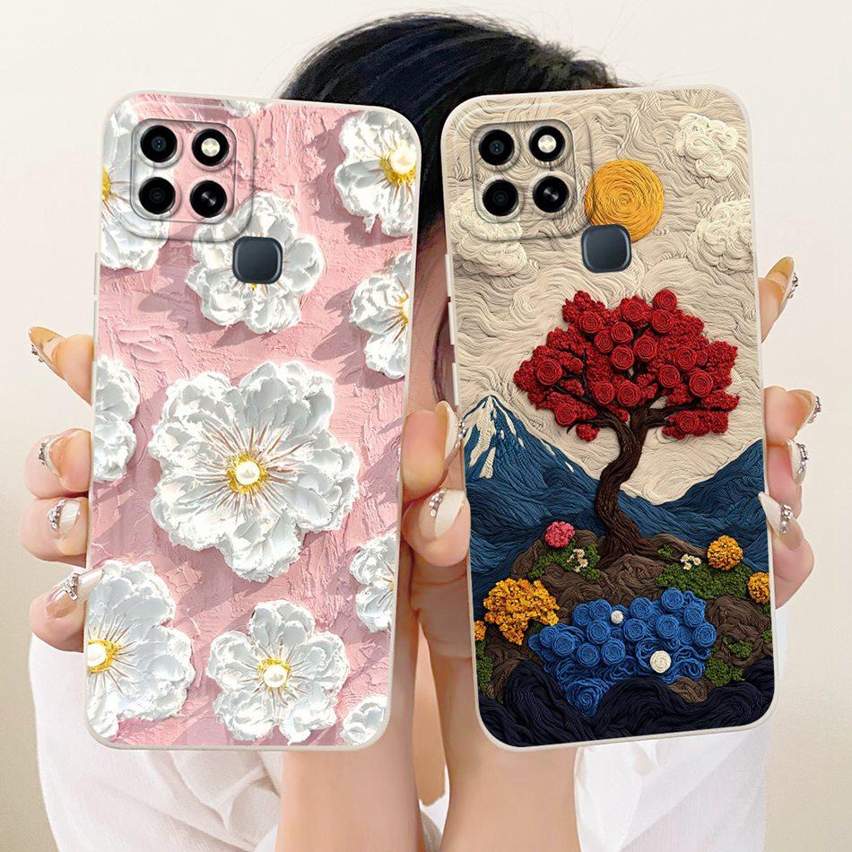 For Infinix Smart 6 X6511 X6511B X6511E Cute Cat Flower Cartoon Phone Case For Infinix Smart6 Shockproof Soft Silicone Bumpers