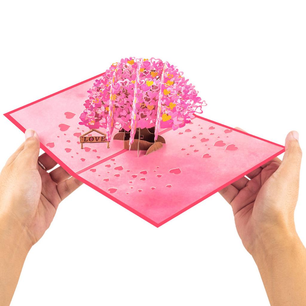 3D pop-up открытка «Дерево с сердцем» для празднования дня рождения, поздравительная открытка на День святого Валентина с конвертом, открытка-приглашение на вечеринку