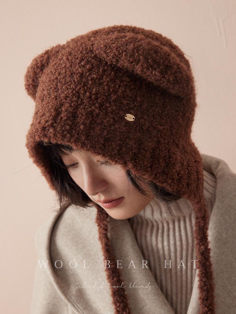 Шапка из чистой голубой шерсти с фиксированной окрашенной пряжей - зимняя шапка-ушанка Baotou