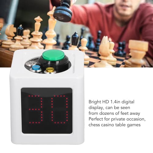 Portable Shot Clock, Board Game Cube Timer, Poker Countdown Stopwatch with Preset Times, Custom Preset Timer with 4-Sided LED Display for Chess Contes
