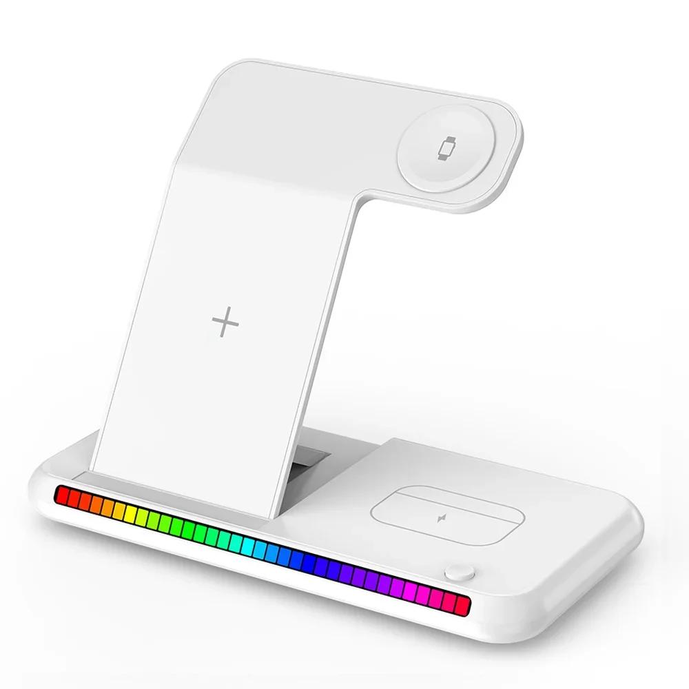 100 Вт светодиодная быстрая беспроводная зарядная подставка 3 в 1 складная зарядная станция для iPhone 15 14 13 16 Watch 9 8 7 6 5 Airpods Pro