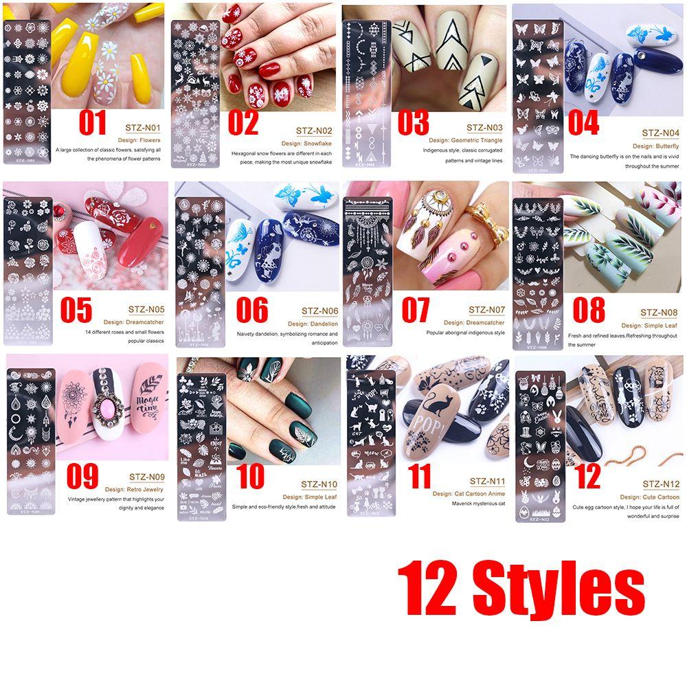 Сделай сам Трафарет для изображения Геометрия Кошки Кружево Цветок Рождество Нейл-арт Штамповочные пластины Лак Штамп