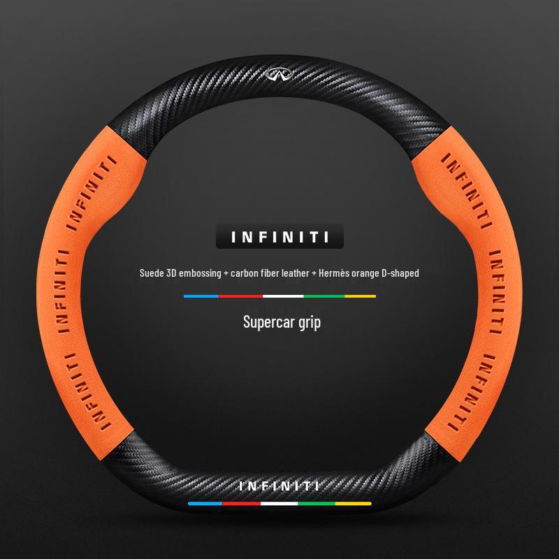 Infiniti Special Car Steering Wheel Cover - Genuine Leather, Suede, Carbon Fiber, Universal, Breathable, All-Season