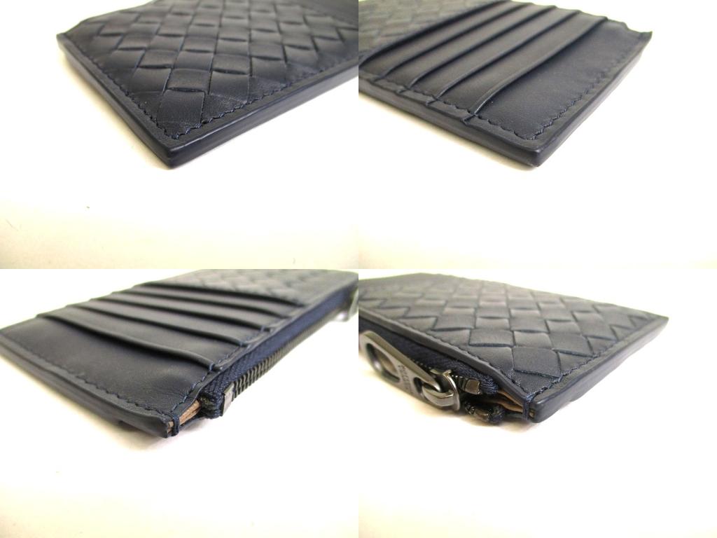 Подлинный кошелек для монет BOTTEGA VENETA Intrecciato темно-синего цвета из кожи #9705, восстановленный