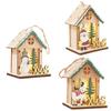 Wooden Christmas House Ornament Battery Power LED Lights Safe Flameless Decoration For Home Christmas Tree Party Crafts