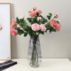 Simulation 3 Head Feel Moisturizing Honey Rose Home Living Room Decoration Pot Fake Flower Simulation Rose