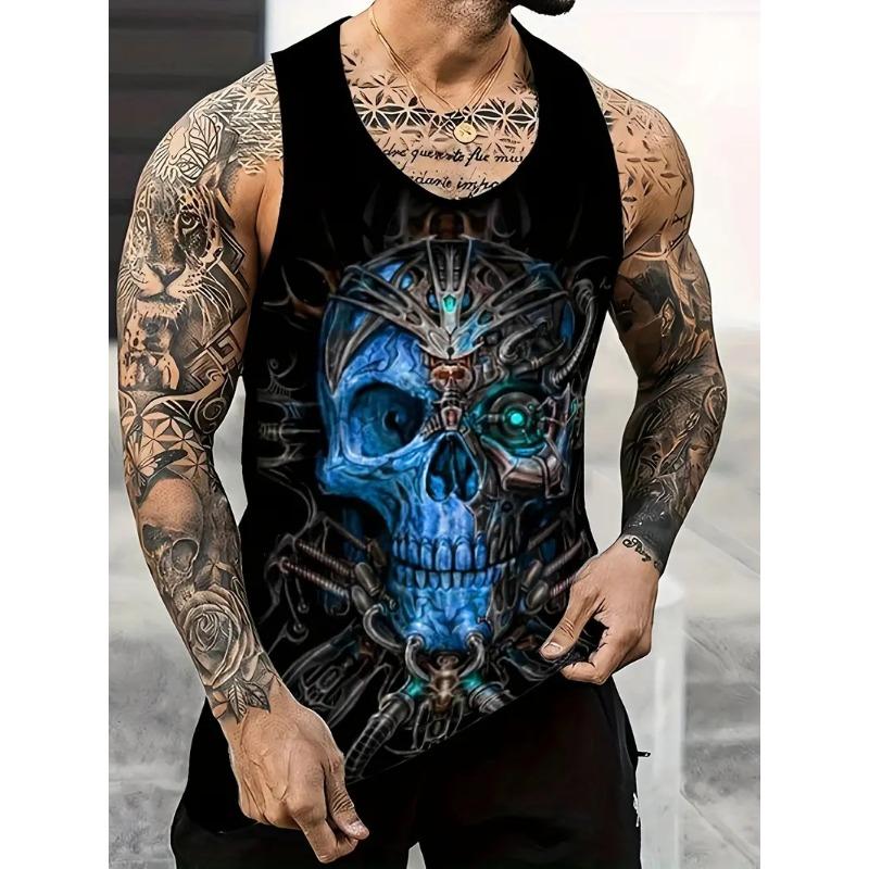 Men's Vest Simple Printed Round Neck Mens Sleeveless Tank Top Daily Sports Breathable Comfortable Not Stuffy Sleeveless Tank Top