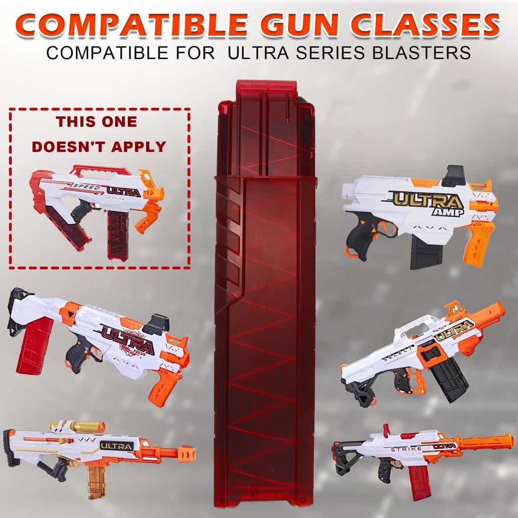 Магазин для мягких дротиков BOROLA для Nerf Ultra, клипса для быстрой перезарядки и набор из 18-зарядной серии, (красный черный, 2)