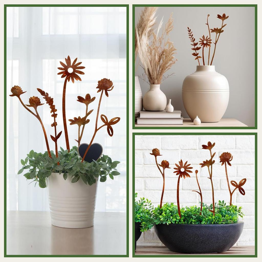 10 шт. Железное искусство Ржавые цветы Полевые цветы Рустик Металл Цветочный Садовый Декор Полевые цветы Ржавый металл для Свадебной Мебели Дома Двора Фермы Декор Двора