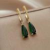 Серьги-подвески Huitan Pear Green CZ для женщин, темпераментные, золотистого цвета, висячие серьги, офисные женские роскошные модные украшения
