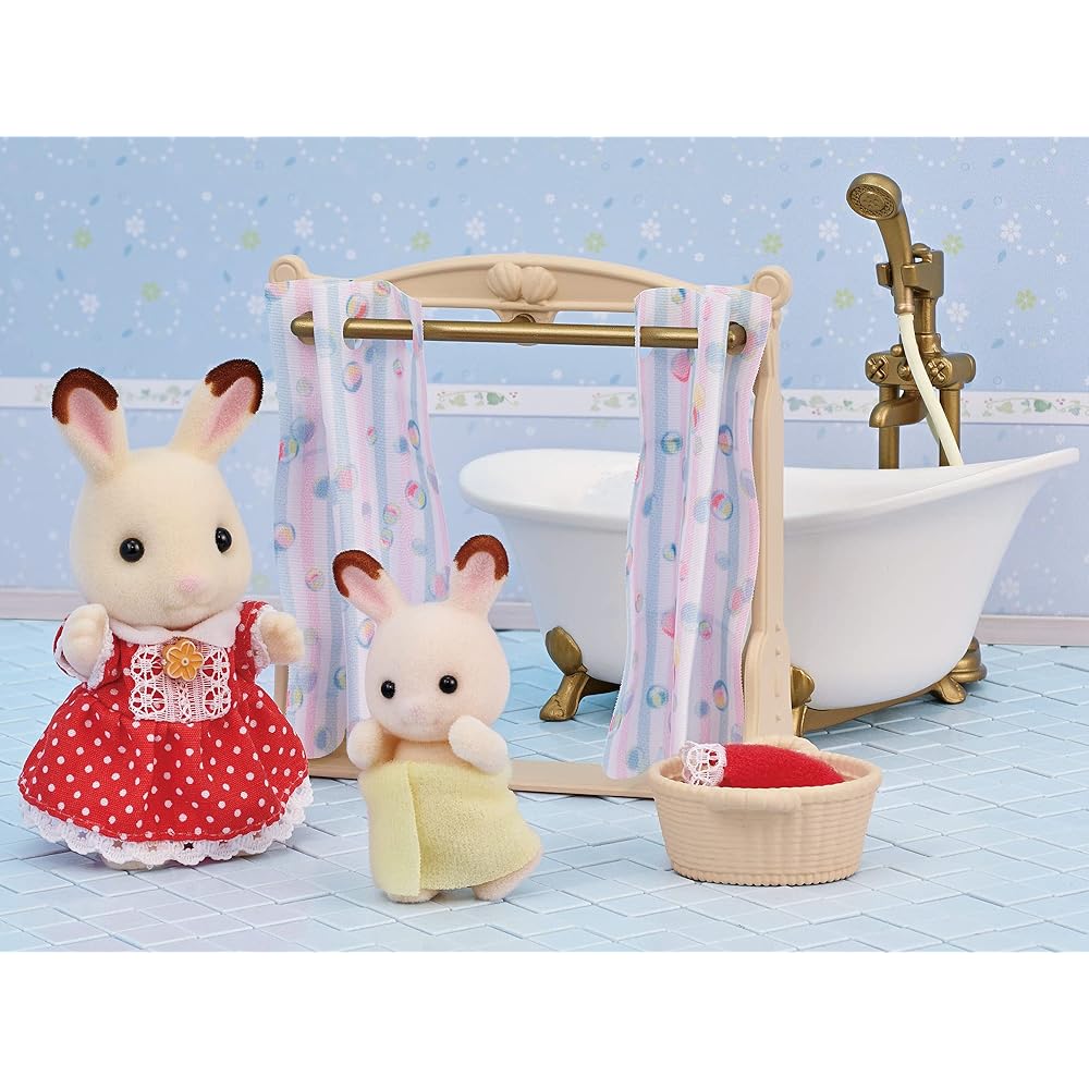 Sylvanian Families EPOCH Bath and Shower Set Toy for Dollhouse Ages 3 and Up ST Mark Certified