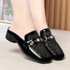 Spring and Summer Breathable Rhinestone Cowhide Sole Comfortable Hollow Single Shoes Women's Flat Fashion Sandals