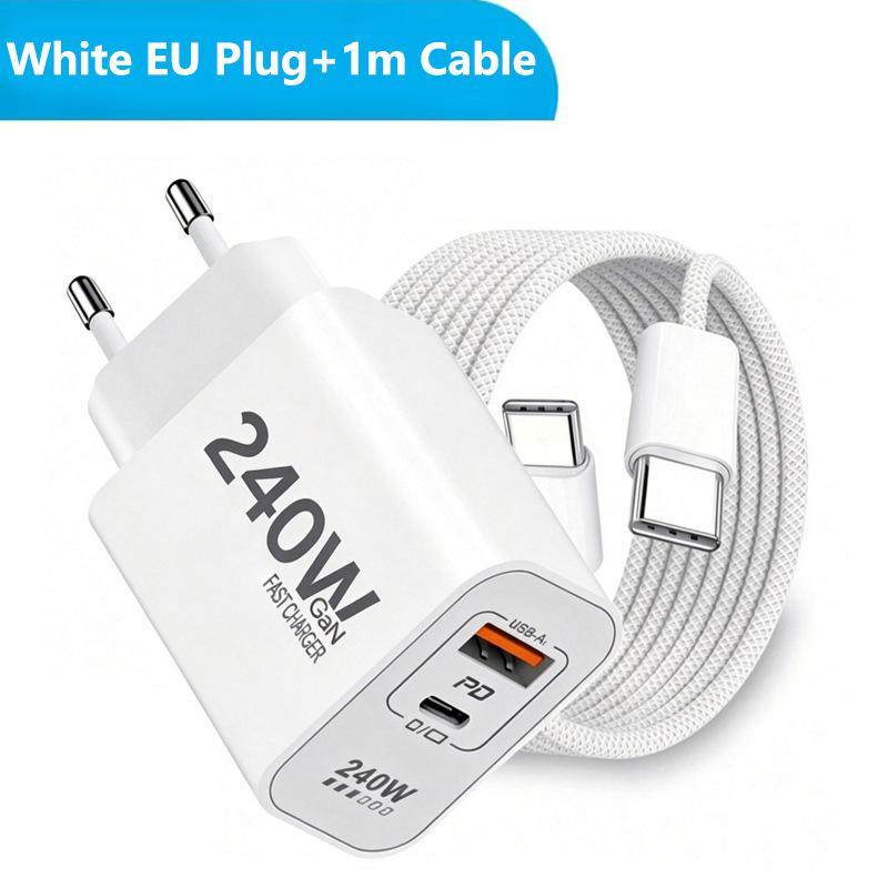 240 Вт Gan Pd USB-C Зарядное устройство для 17 16 15 14 13 12 Pro Max Телефона Qc 3.0 Pd 3.0 USB Type-C Быстрая зарядка
