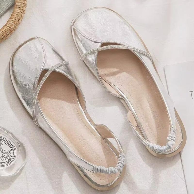 Мода 2025Французские Массивные Модные Летние Нового Стиля Популярные С Круглым Носком Повседневные Туфли Джейн Женские Дизайнерские Кожаные Сандалии