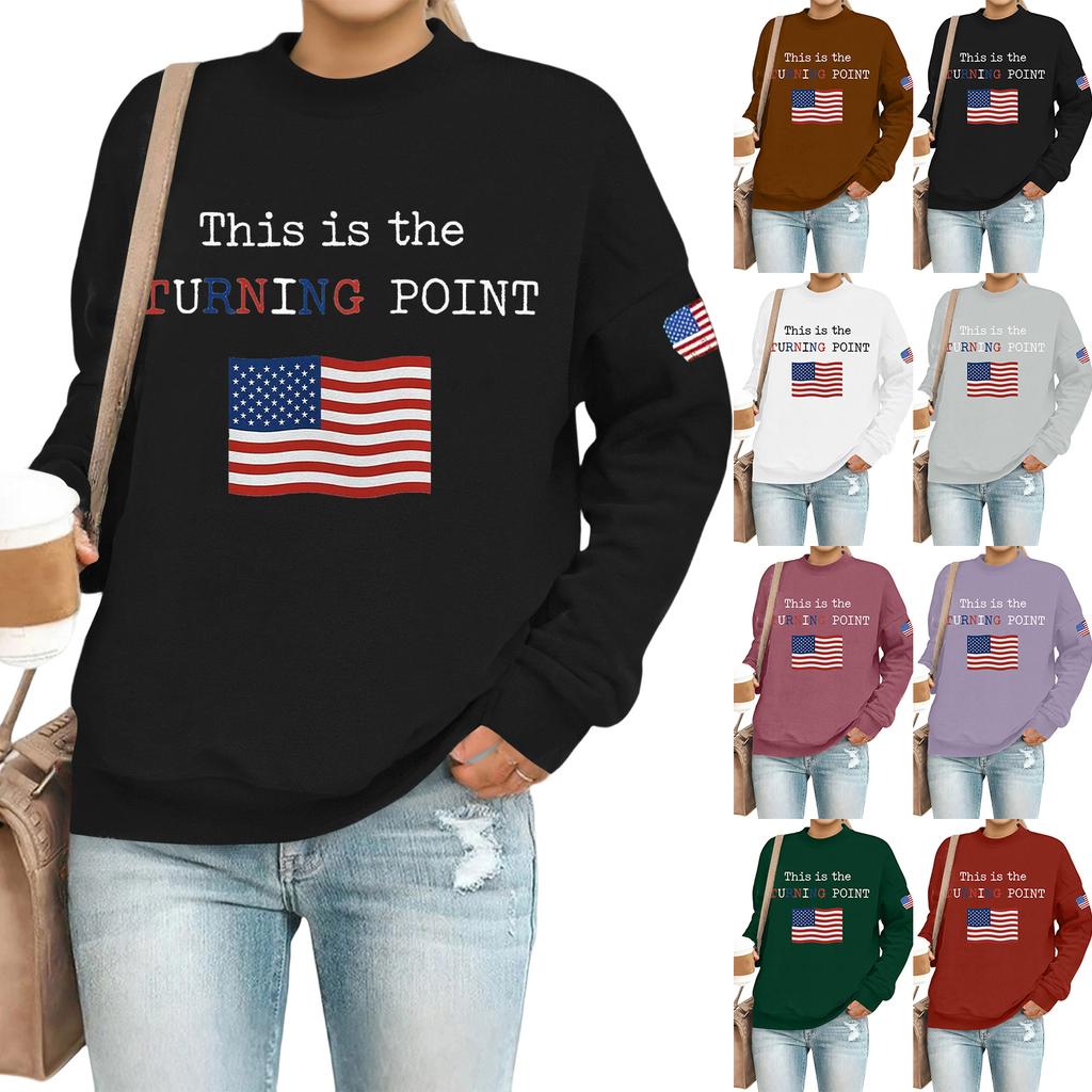 Women's Casual Fashion Round Neck Long Sleeve  Printed Sweatshirt