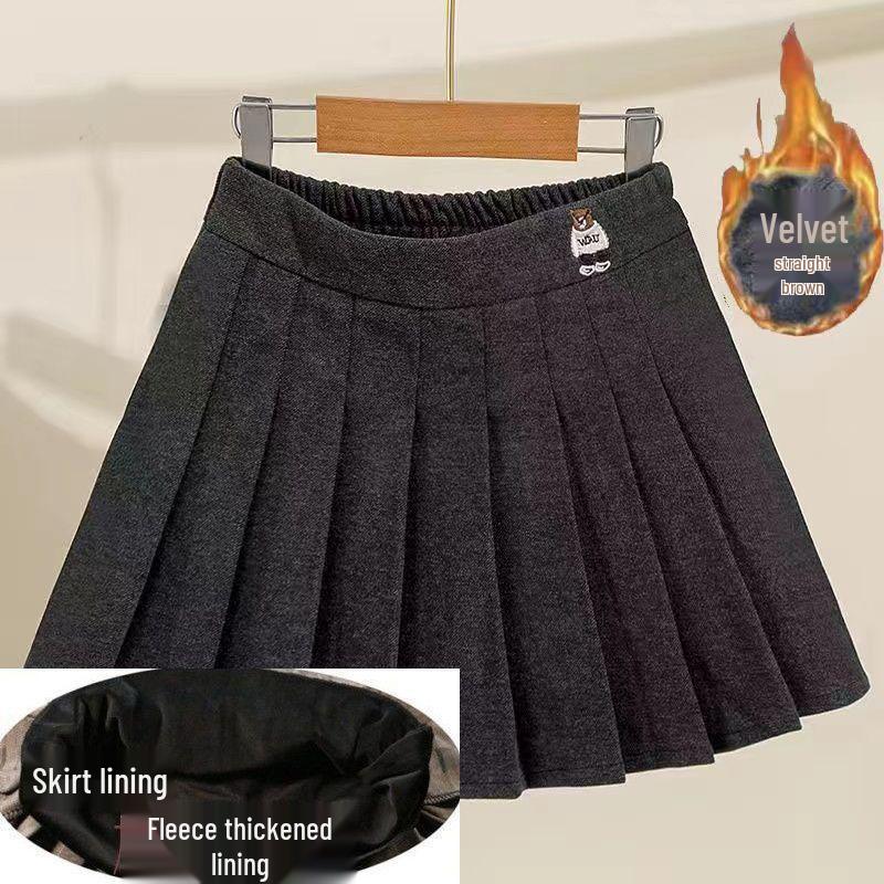 Клетчатая плиссированная юбка для девочек - Осень/Зима 2023, Модная короткая юбка в корейском стиле