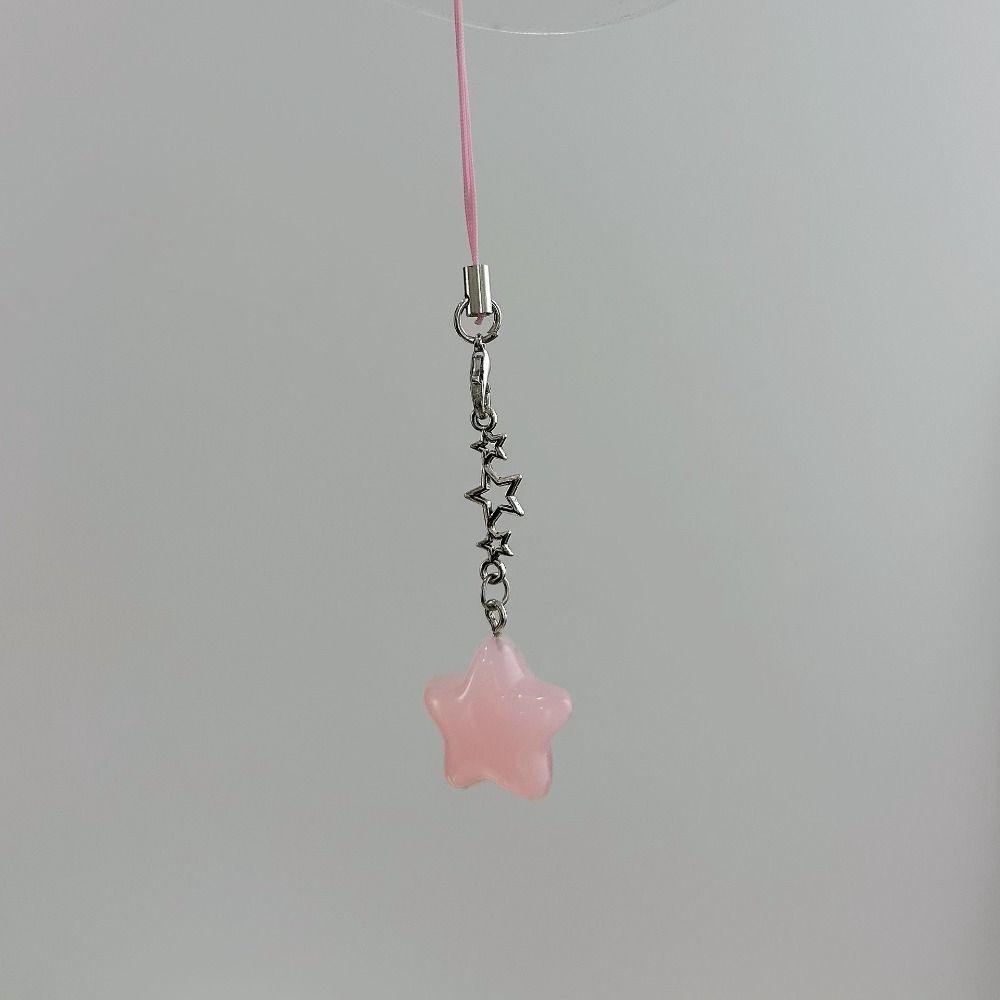 Pentagram Phone Chain Crystal Beads Tassel Keychain Pendent Charm Bag Pendant DIY Jewelry Making