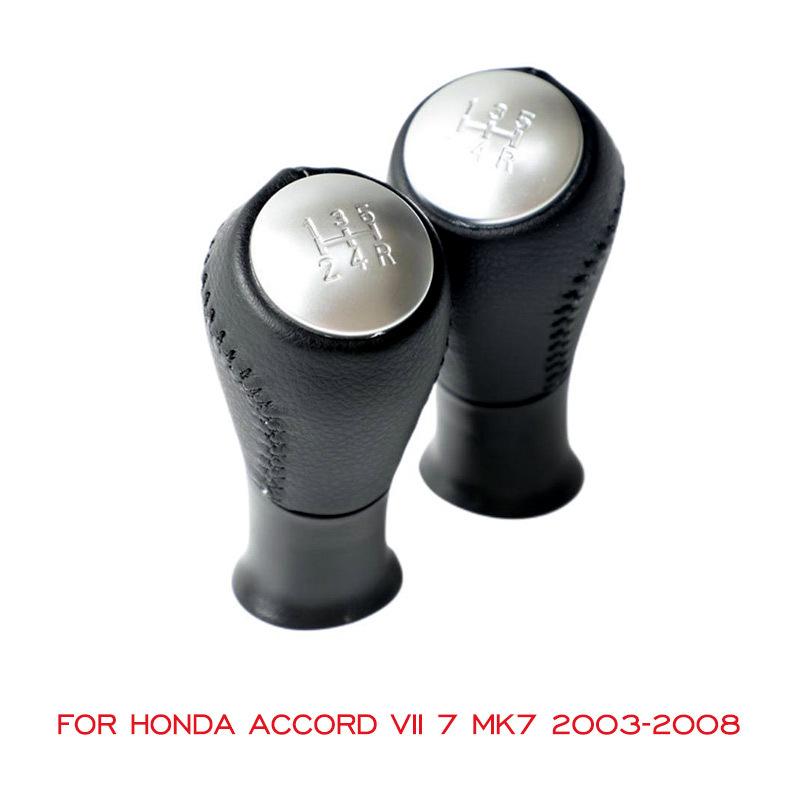 For Honda Accord VII 7 MK7 2003 2004 2005 2006 2007 2008 5 Speed Leather Gear Shift knob Stick Level Stick Head Arm Headball