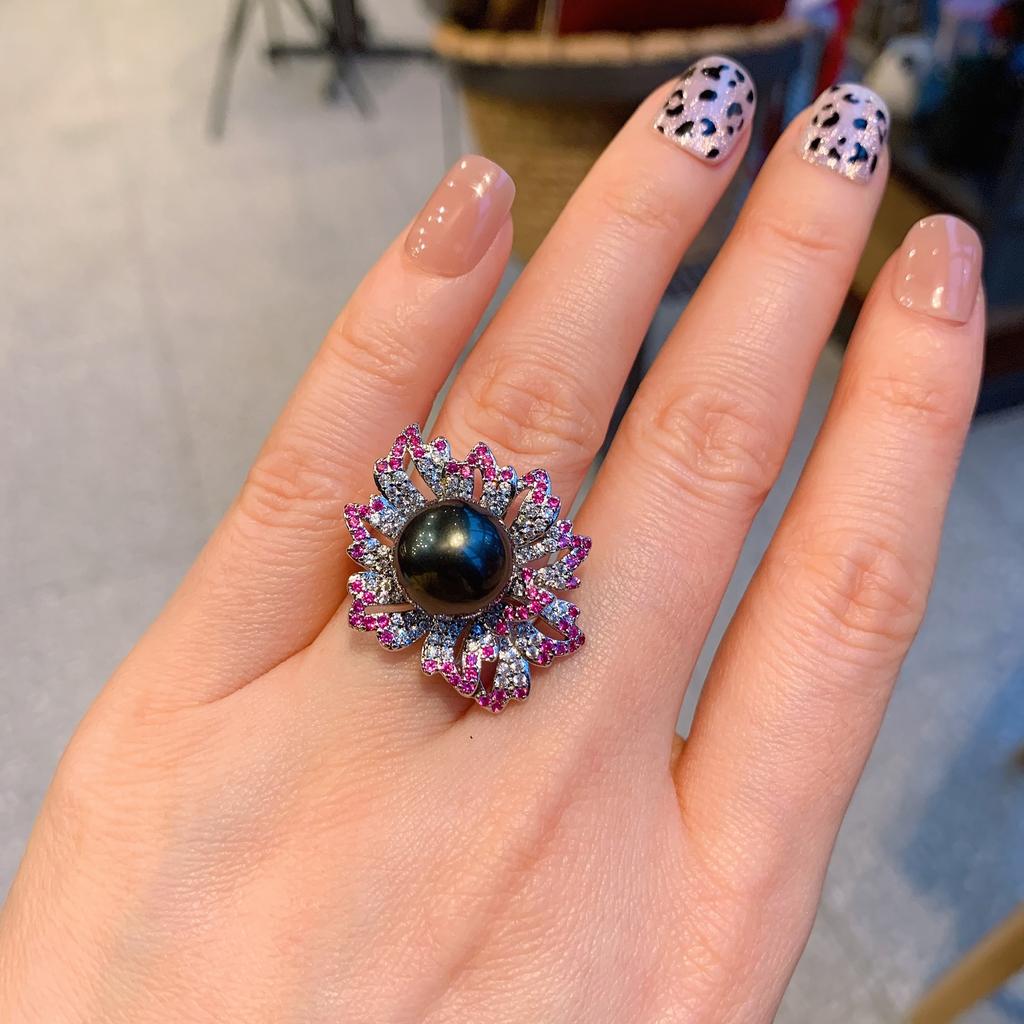 Кольцо с жемчугом Wish, слегка оправленным красным бриллиантом, модное регулируемое кольцо