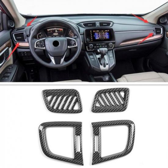 FOR HONDA CR-V CRV 2017- Dashboard Air Vent Cover Trim Carbon fiber look 4X