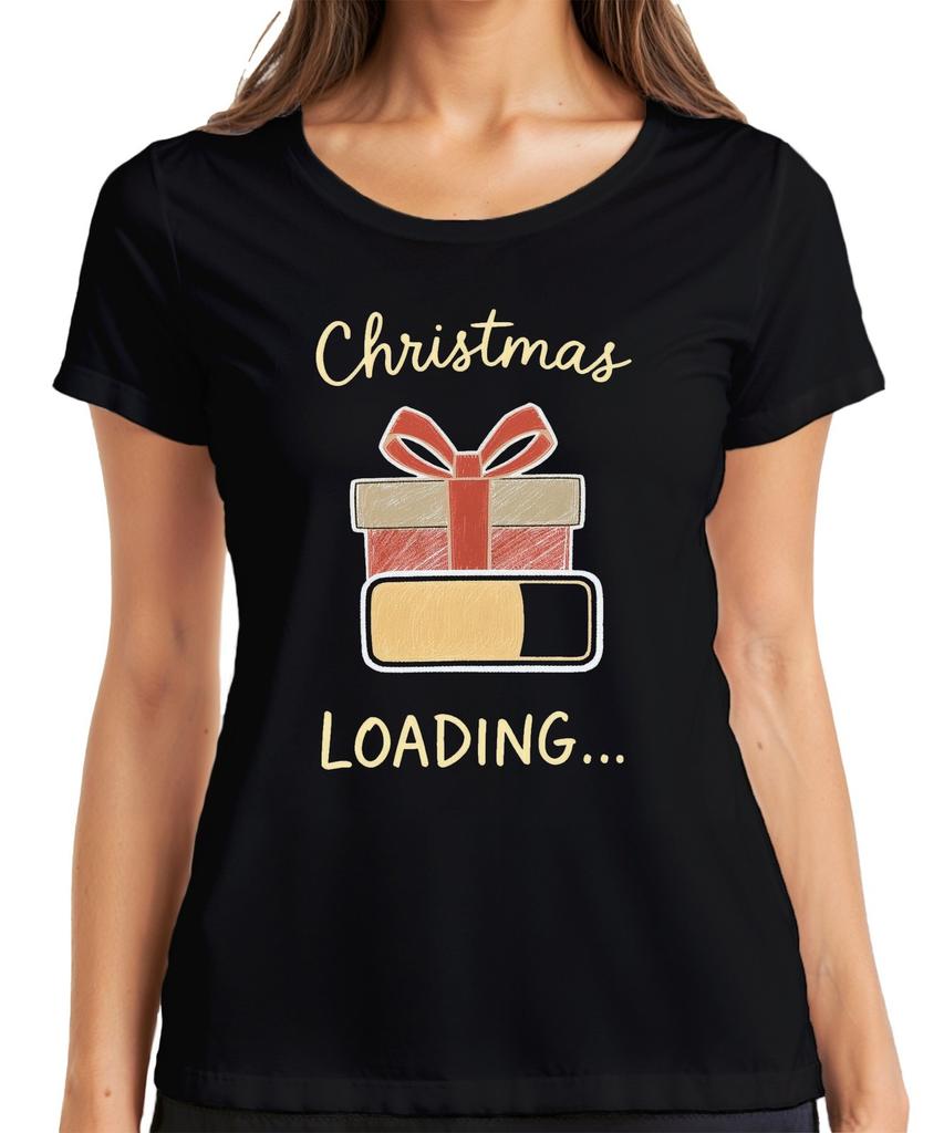 Christmas Loading Xmas Gift Loading Bar Advent Funny Ladies T-Shirt