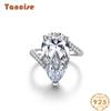 Tancise Jewelry 925 Sterling Silver Synthetic 7a Zircon Ring Water Drop 12 * 22 Luxury Diamond Proposal Wedding Ring 22ct
