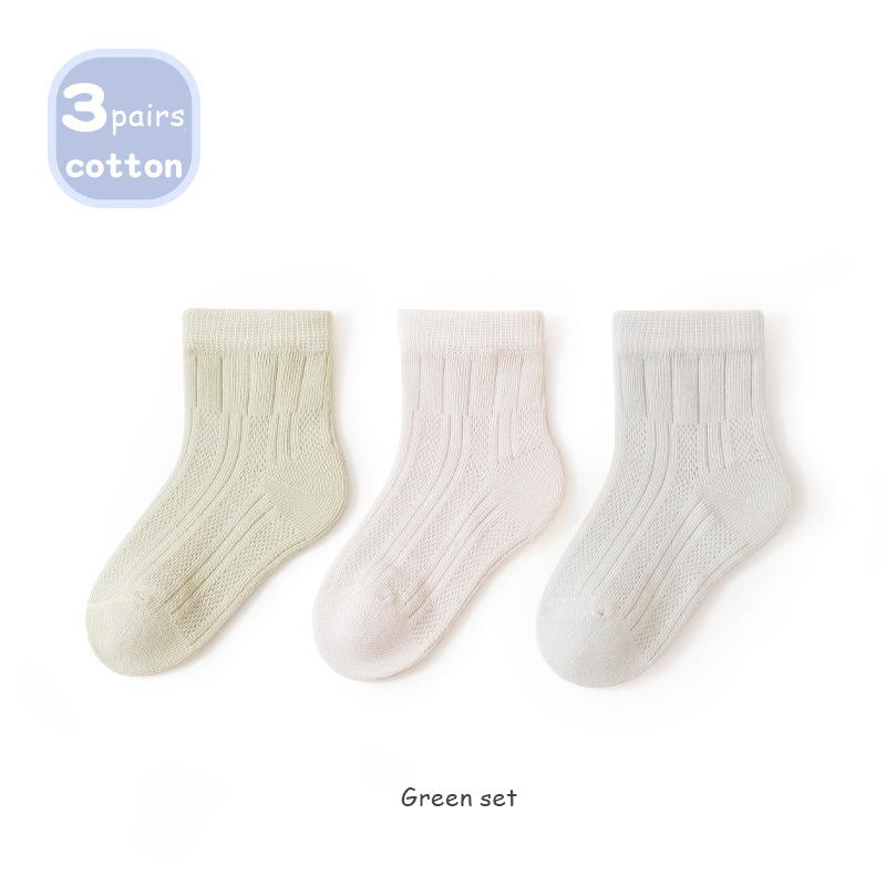 3 Pairs/Lot Baby Socks Summer Thin Kids Socks Soft Cottton Mesh Children Socks Solid Color Toddler Socks For Boys And Girls