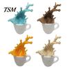 Stylish Shelf Displays 3D Printed Spilling Coffee Mug Figurine, Splash Cup Sculpture, Creative Lifelike Sculptures Tabletop Decor for Home Office