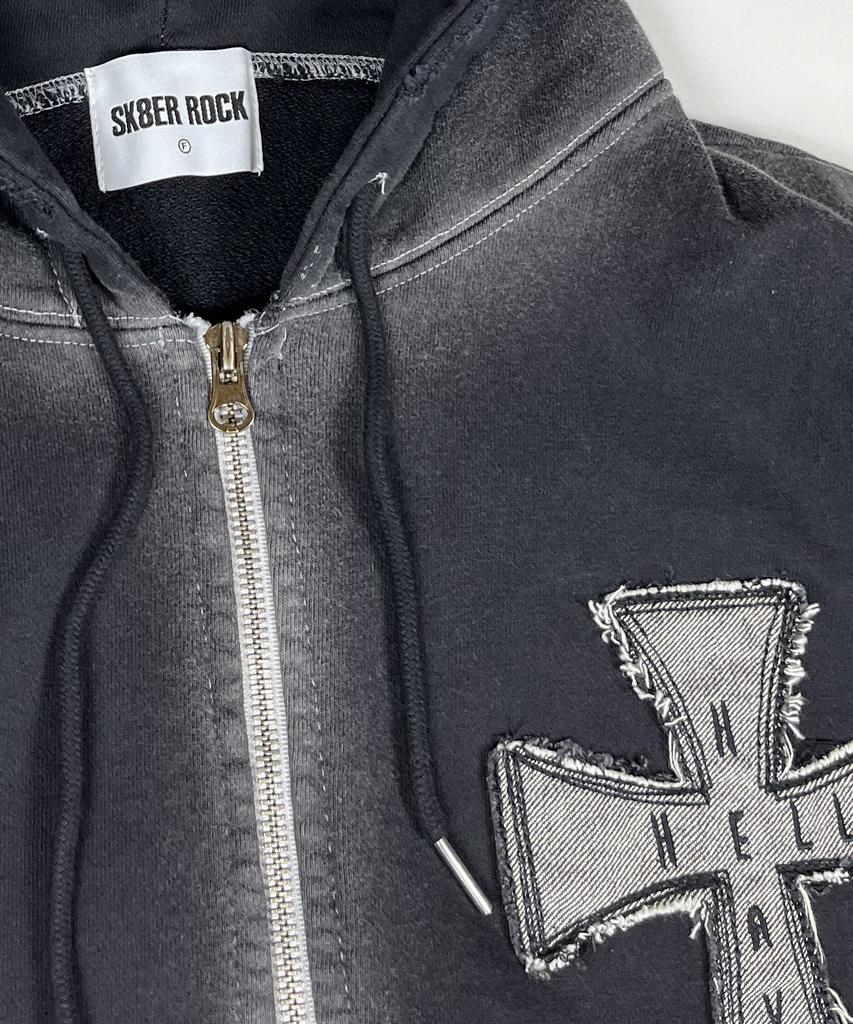 Свитшот на молнии Sk8Er Rock Hell Heaven Cross Винтажный ((черный))