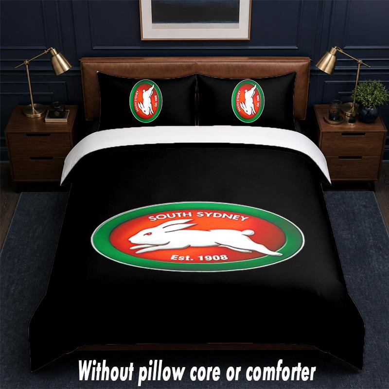 South Sydney Rabbitohs Design Bed Bedding Set 1 Duvet Cover + 2 Pillowcases Soft Breathable Household Bed Linens