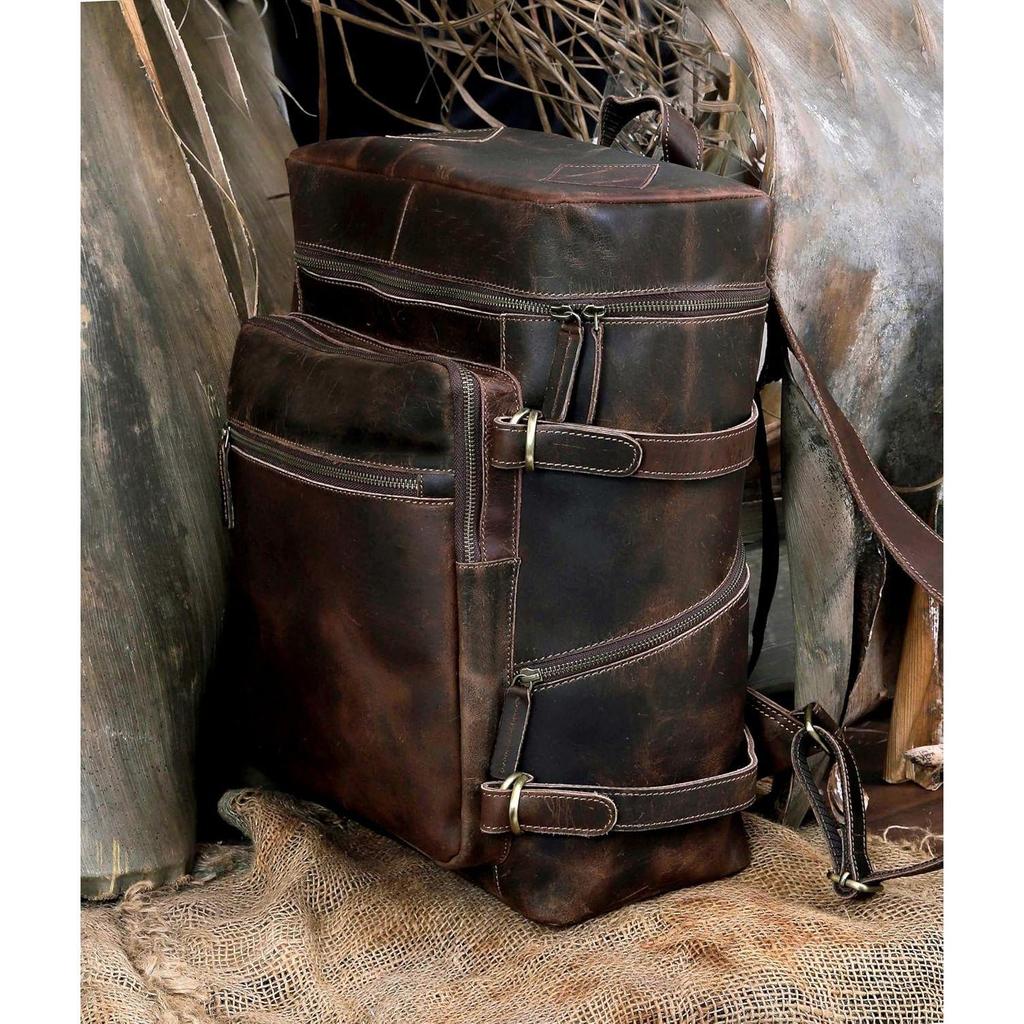 Leather Backpack For Women Men Genuine Leather Laptop Backpack Vintage Large Capacity Business Retro Daypack