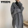 Cardigan Women Autumn Winter Twist Knitted Jacket Retro Thick Loose Long Sweater for Ladies Simple Woman Clothe