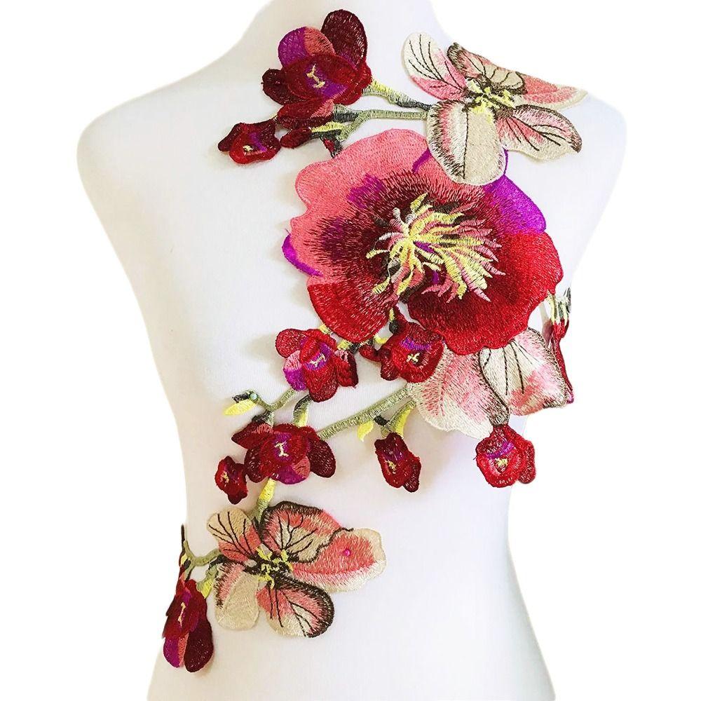 Большой размер вышитые нашивки с цветком пиона, нашивки для одежды с цветком пиона, аппликация для одежды, шитье