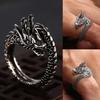 2024 Retro Open Dragon Ring Men’s Trendy Personality Domineering and Exaggerated Single Open Dragon Ring Gift