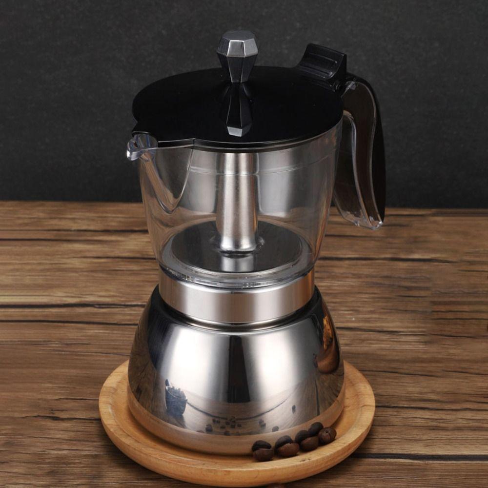 4/6 Cups Visible Moka Pot Stainless Steel Espresso Italian Coffee Machine Induction Cooker