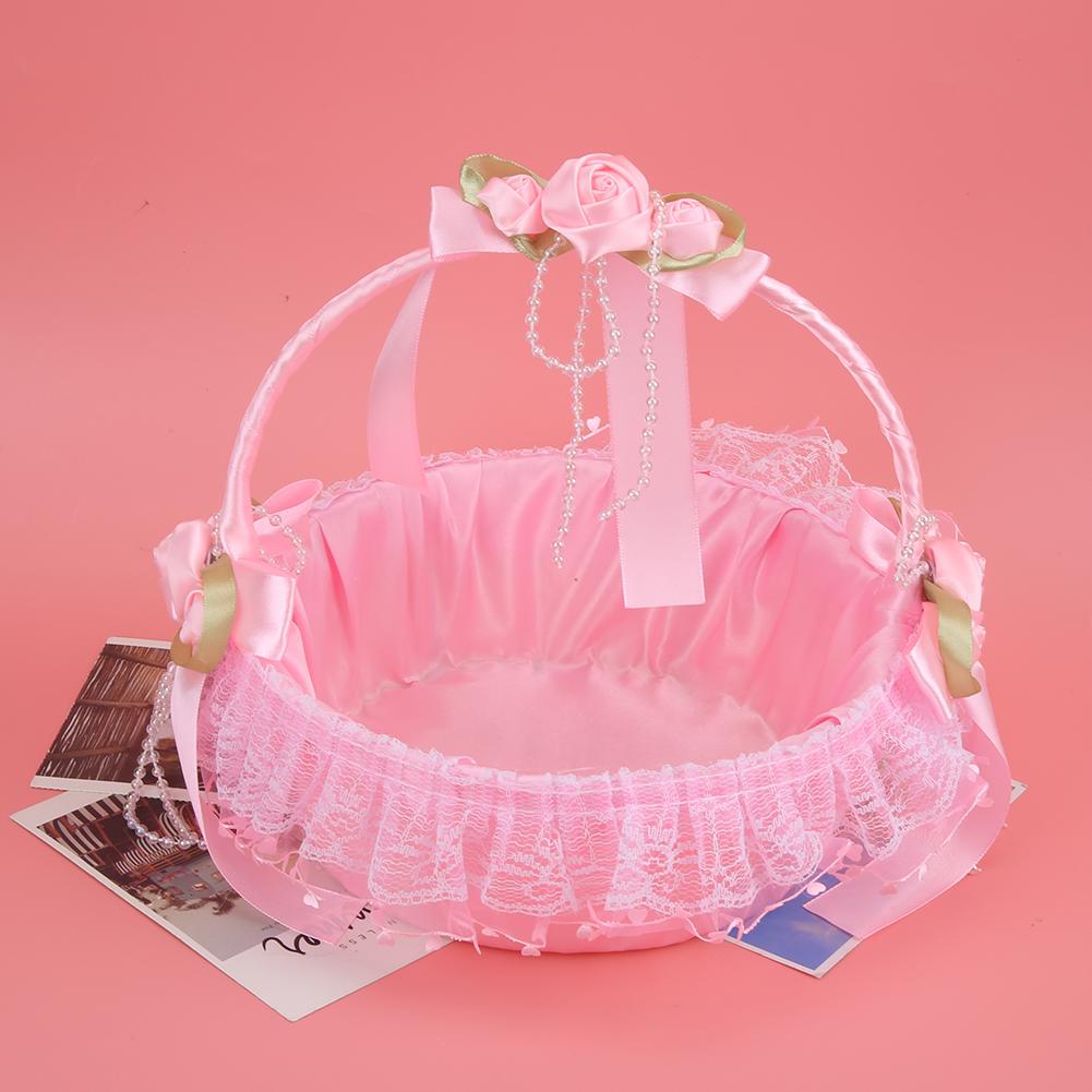 Портативная корзинка для цветов из свадебного кружева   Контейнер Декорация для вечеринки, церемонии