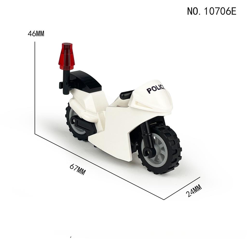 10706E White Motorcycle Police Cars Patrol On Guard for Children Building Toy Blocks