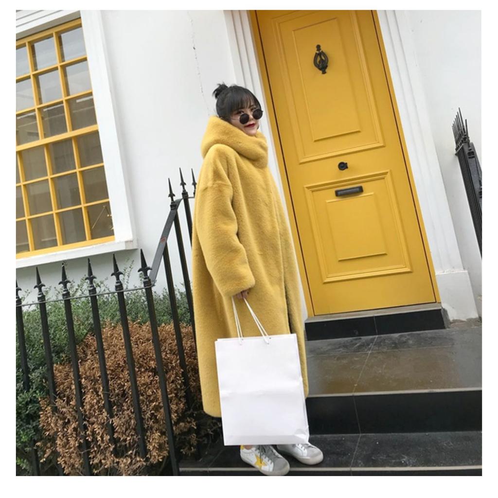 2024 осень и зима новый искусственный мех норки утолщенный свободный плюшевый джемпер длинное пальто пальто женское