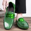 Fashion Green Loafers Men Casual Shoes Luxury Bright Leather Mens Loafers Dress Shoes Men Big Size Driving Slip On Loafers for Men