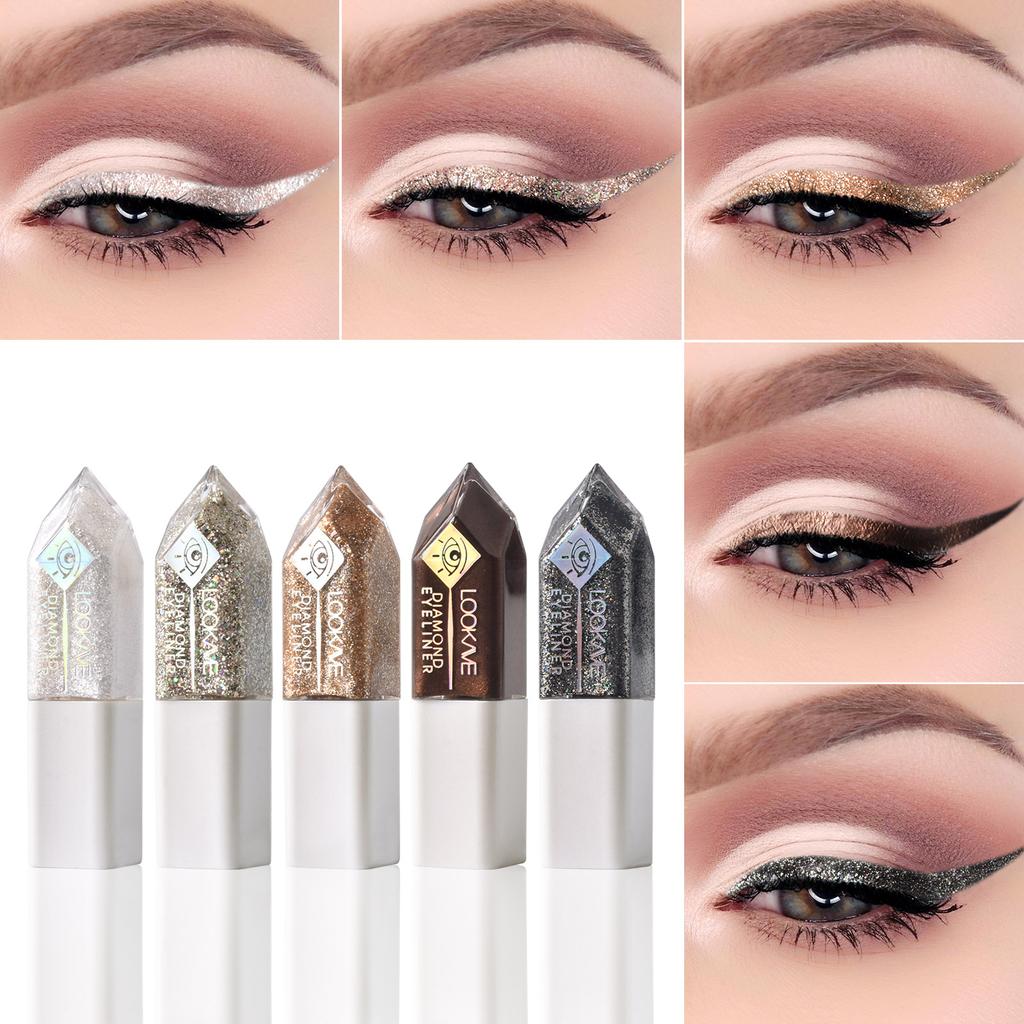 5 Colors/Pack New Glitter Liquid Eyeliner Set, Diamond Shining Waterproof Long-lasting Colorful Eyeshadow, Metallic Liquid Eye Liner Pen